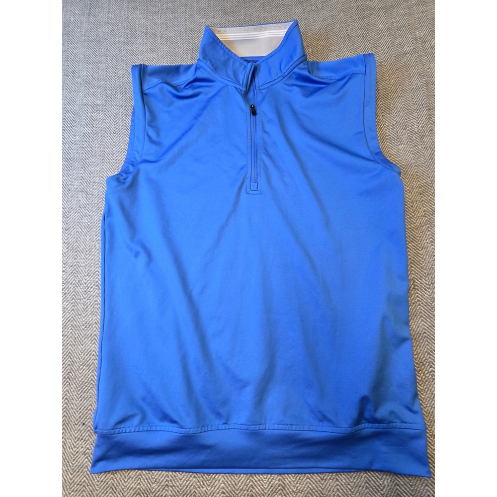 Adidas Quarter Zip Golf Vest Men's Small Blue Sleeveless Performance Pullover